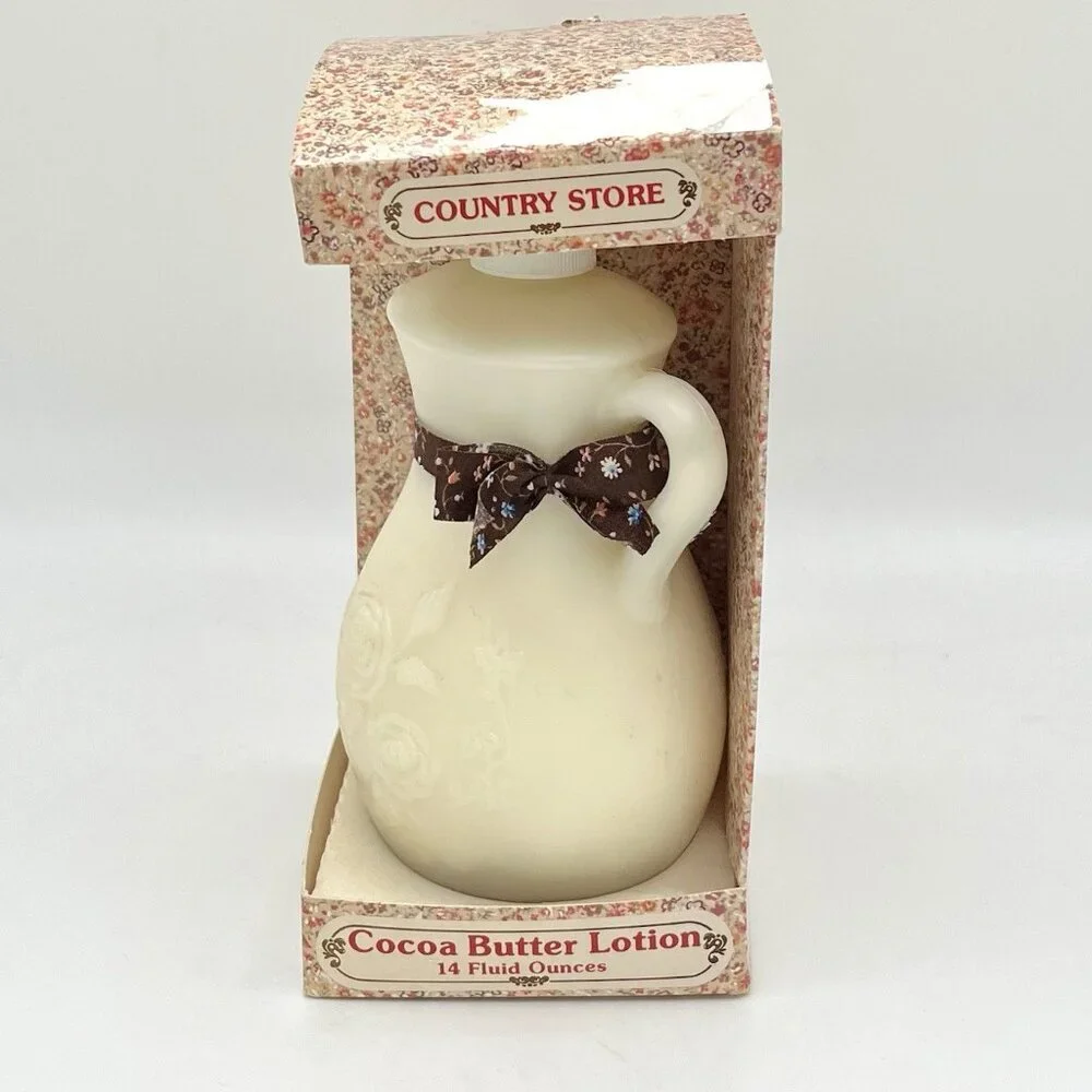 VTG 90s Country Store Cocoa Butter Lotion Pitcher Floral Bottle NEW Farm Shabby